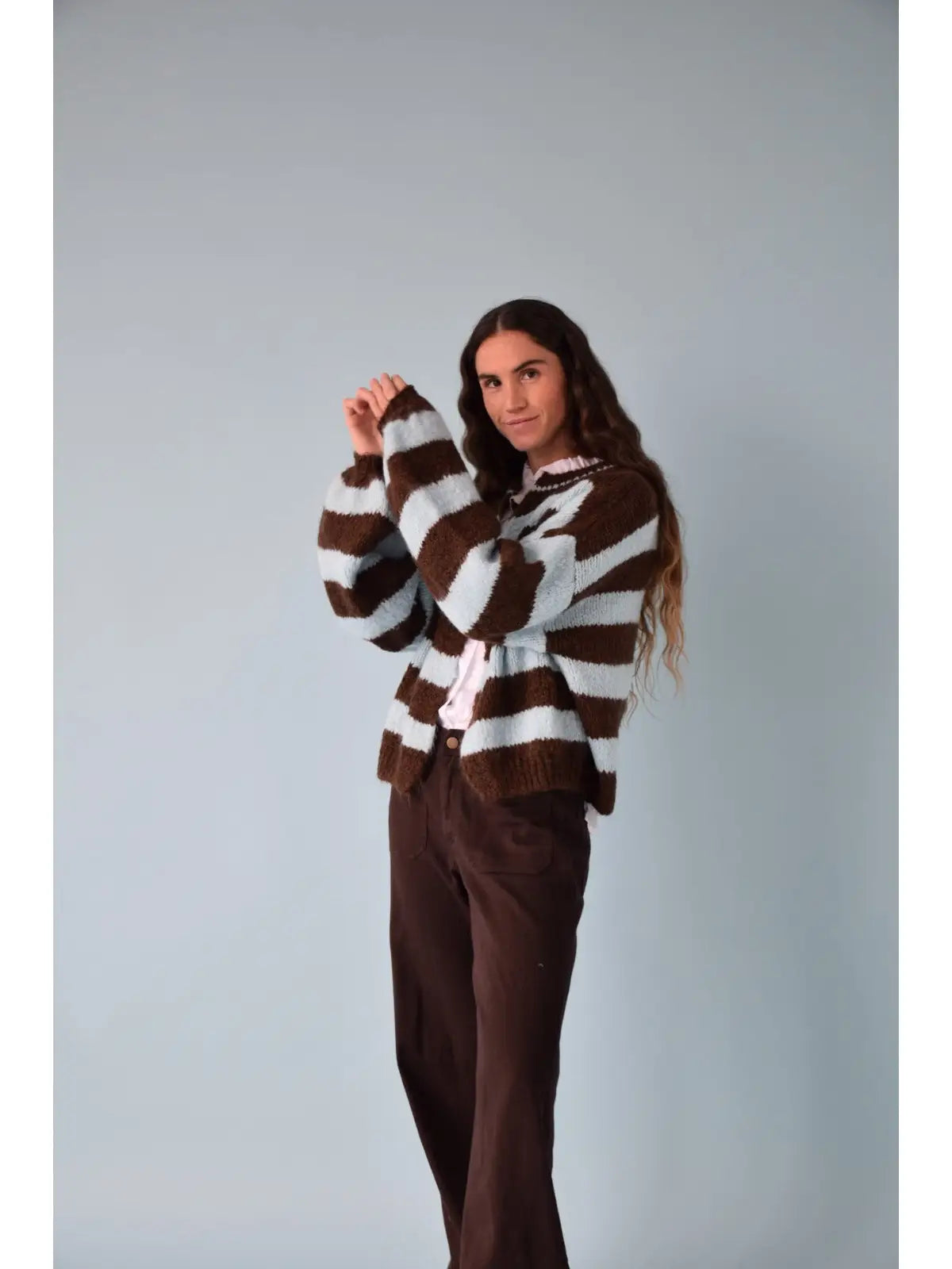 Aura Celeste and Brown Cardigan