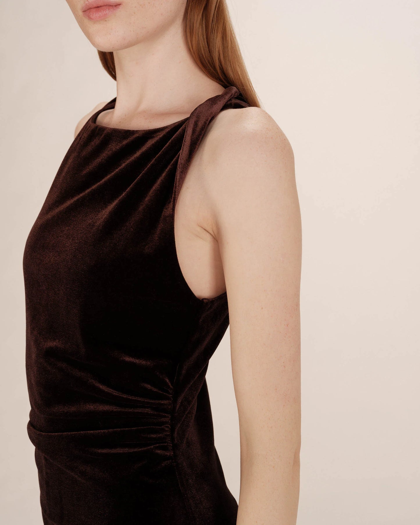 TIVOLI LONG VELVET DRESS CHOCOLAT