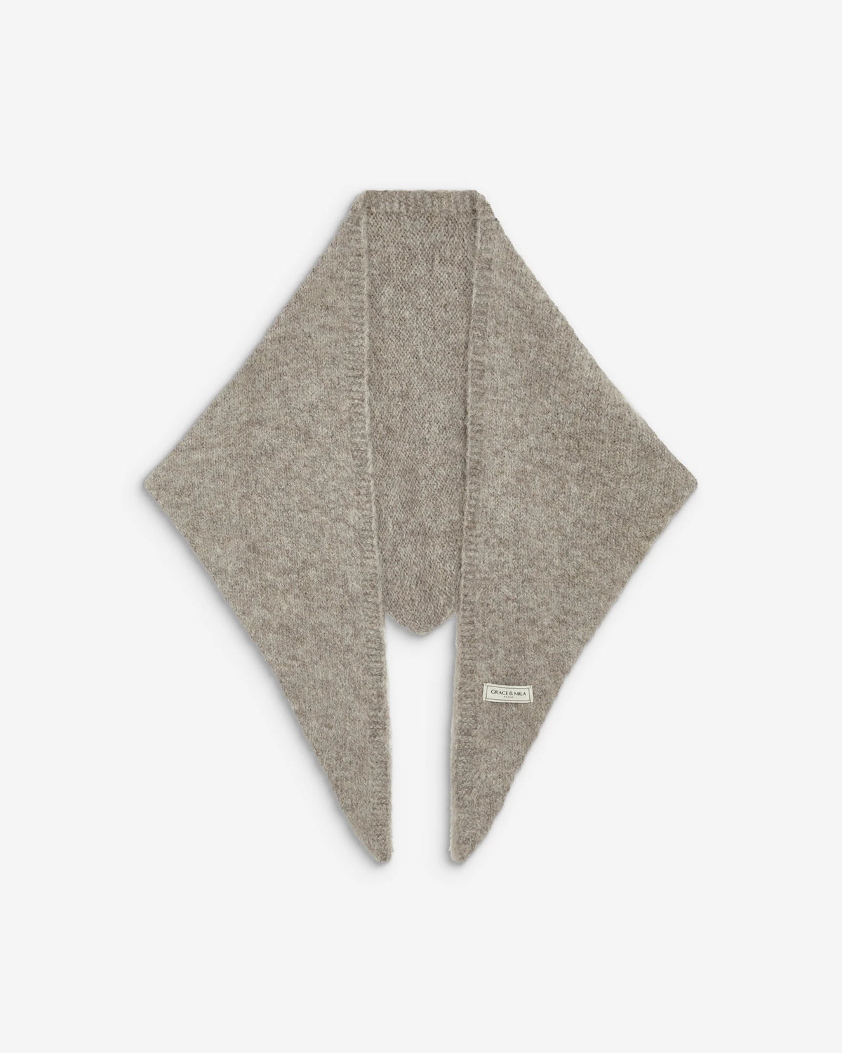 KNITTED TRIANGLE SCARF TAUPE BONNIE