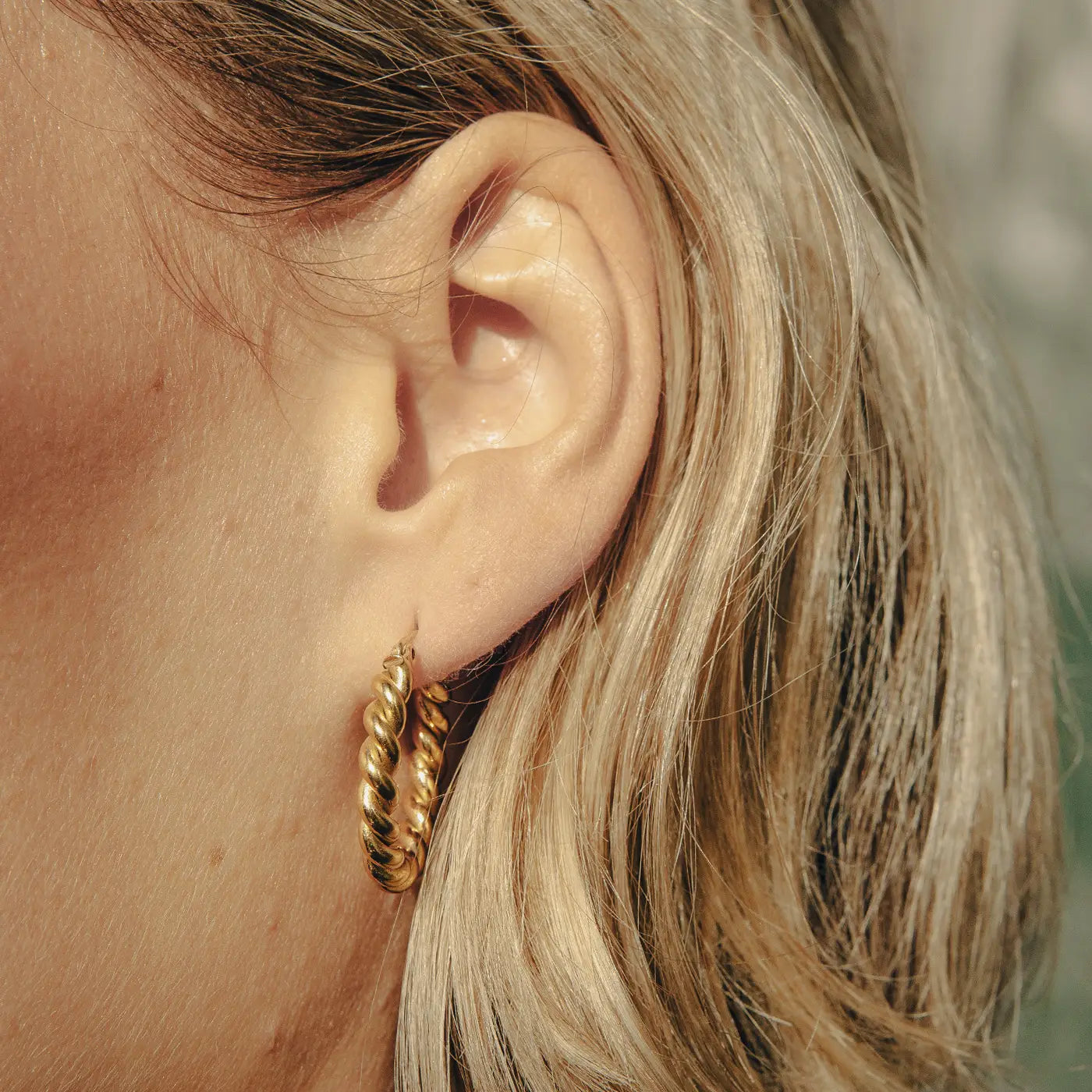 Gold Small Twist Hoop Earrings