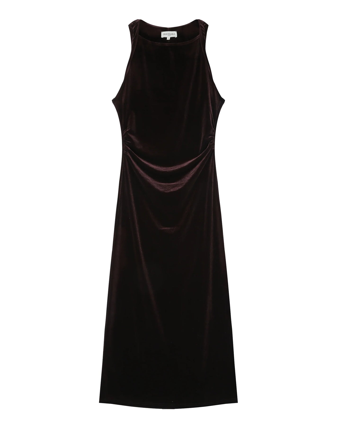 TIVOLI LONG VELVET DRESS CHOCOLAT