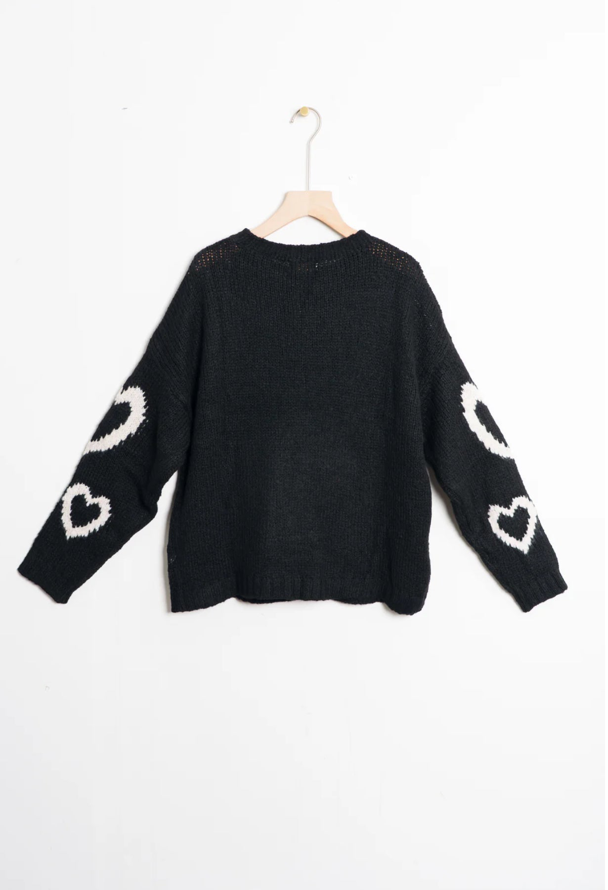 Millie Wool Blend Jumper - Black/White, Love Hearts