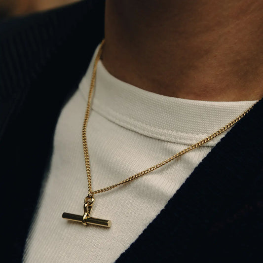 Gold T-Bar Chain Necklace