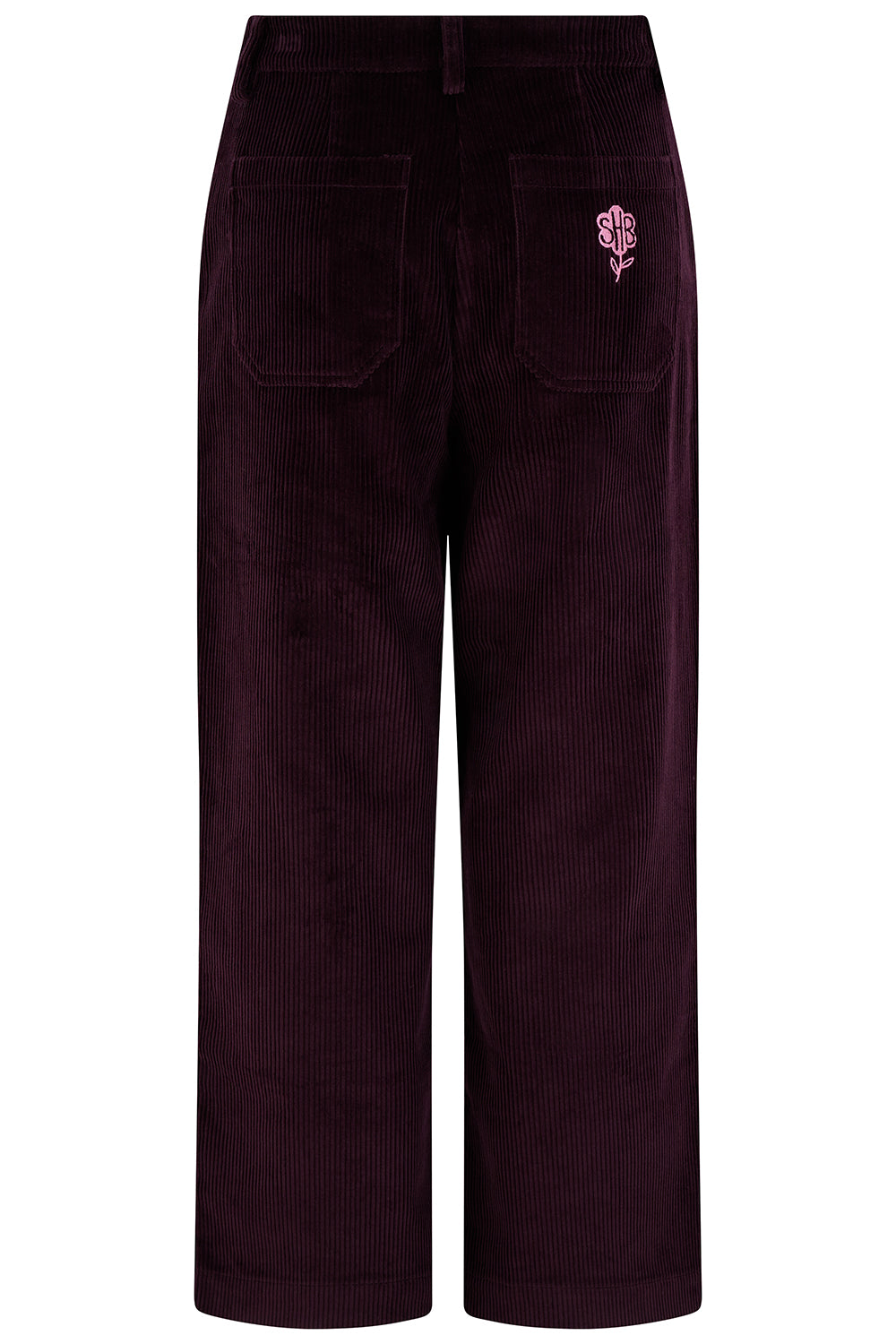 Lindsey Cord Cropped Trousers - Dark Plum