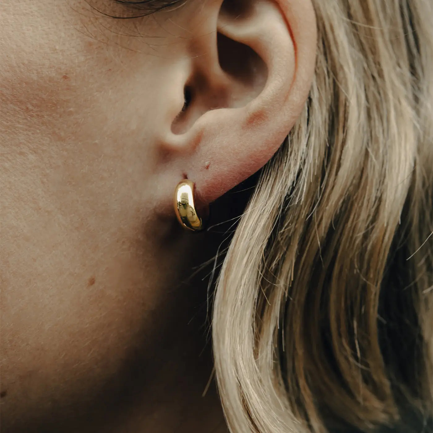 Gold Small Leverback Bold Hoop Earrings