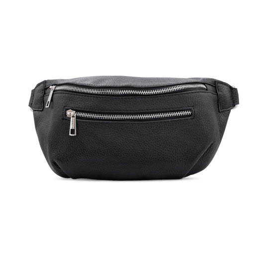 Leather Sling Bag with Purse Black