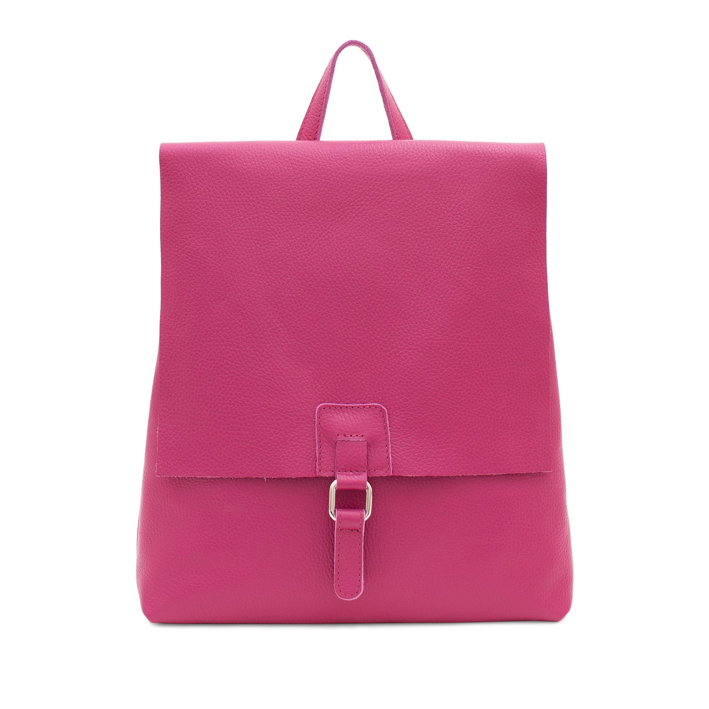 Leather Square Buckle Backpack Magenta