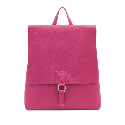 Leather Square Buckle Backpack Magenta