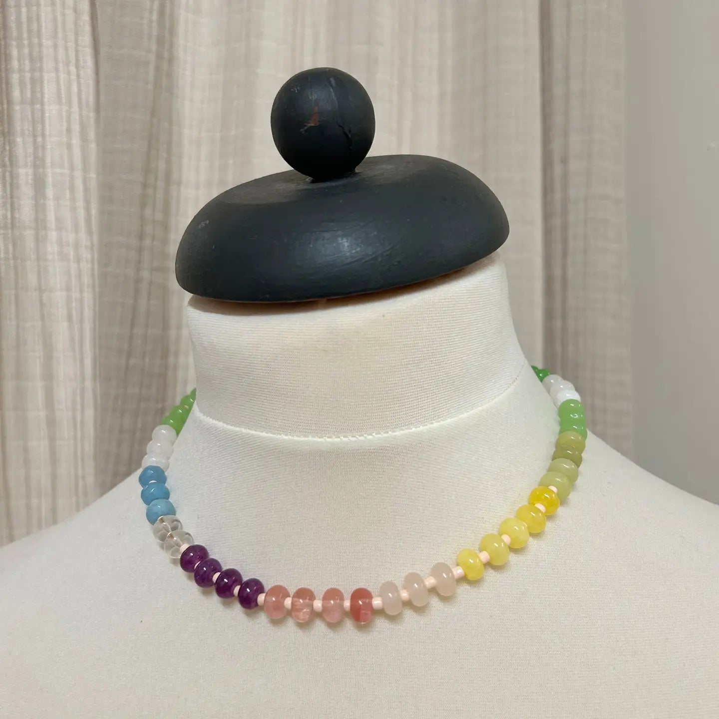Beaded Necklace - Pastel Rainbow