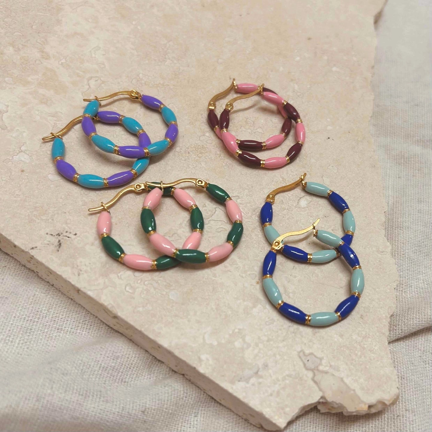 Everyday Candy Stripe Hoops Pink and Maroon