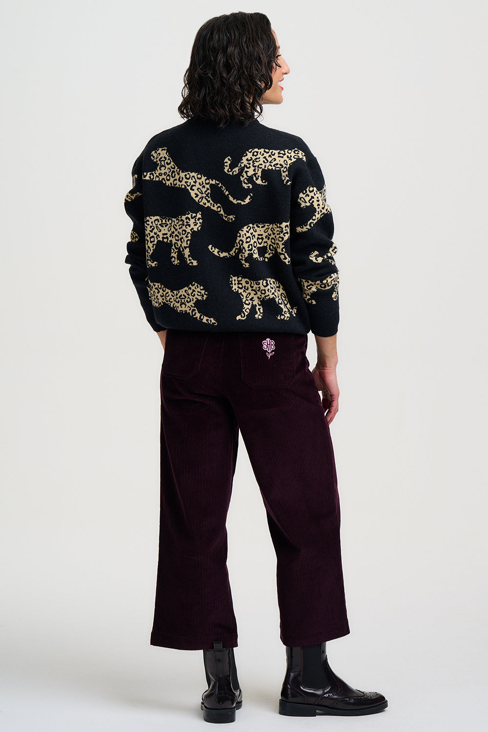 Solana Knitted Bomber Jacket - Monochrome Leopard