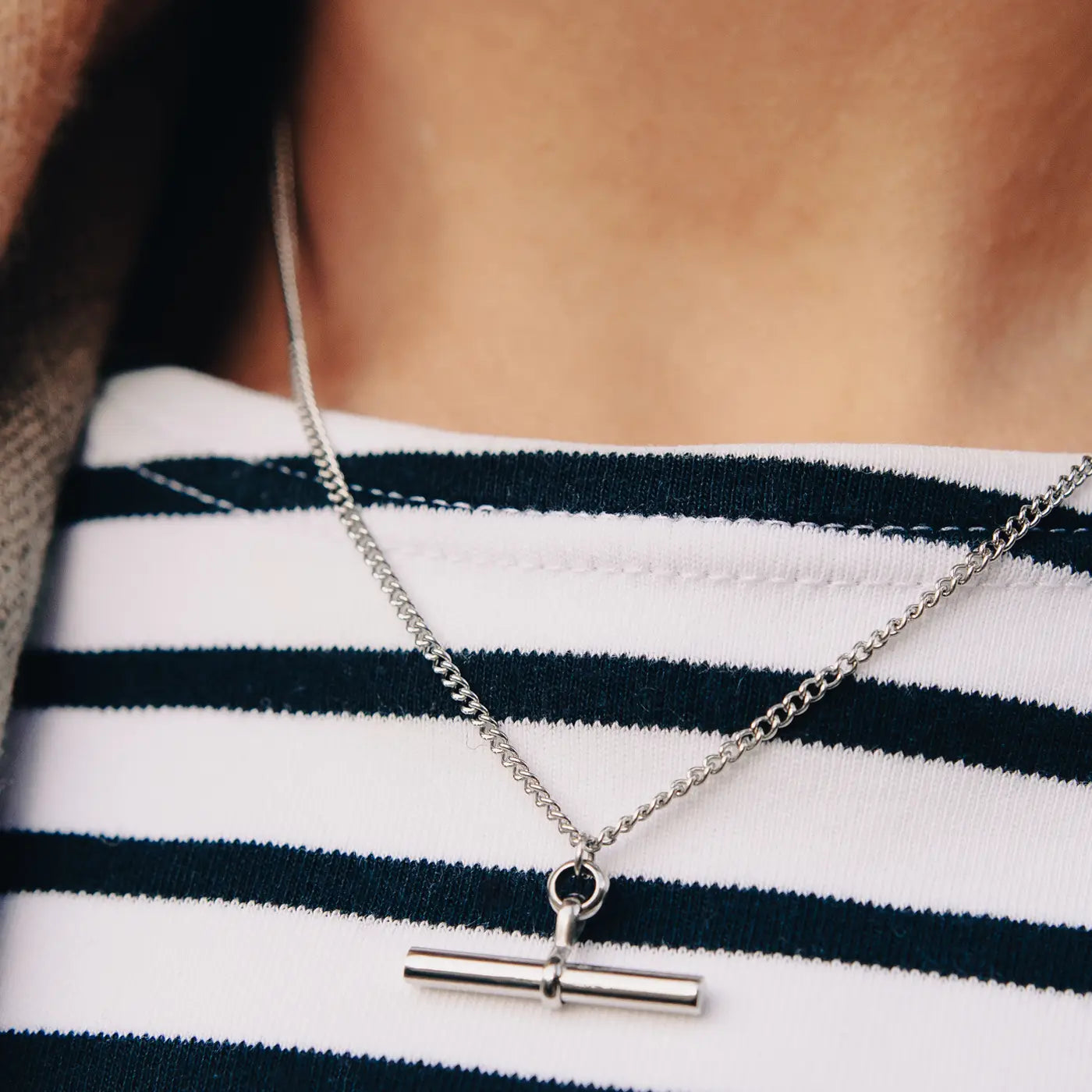 Silver T-Bar Chain Necklace
