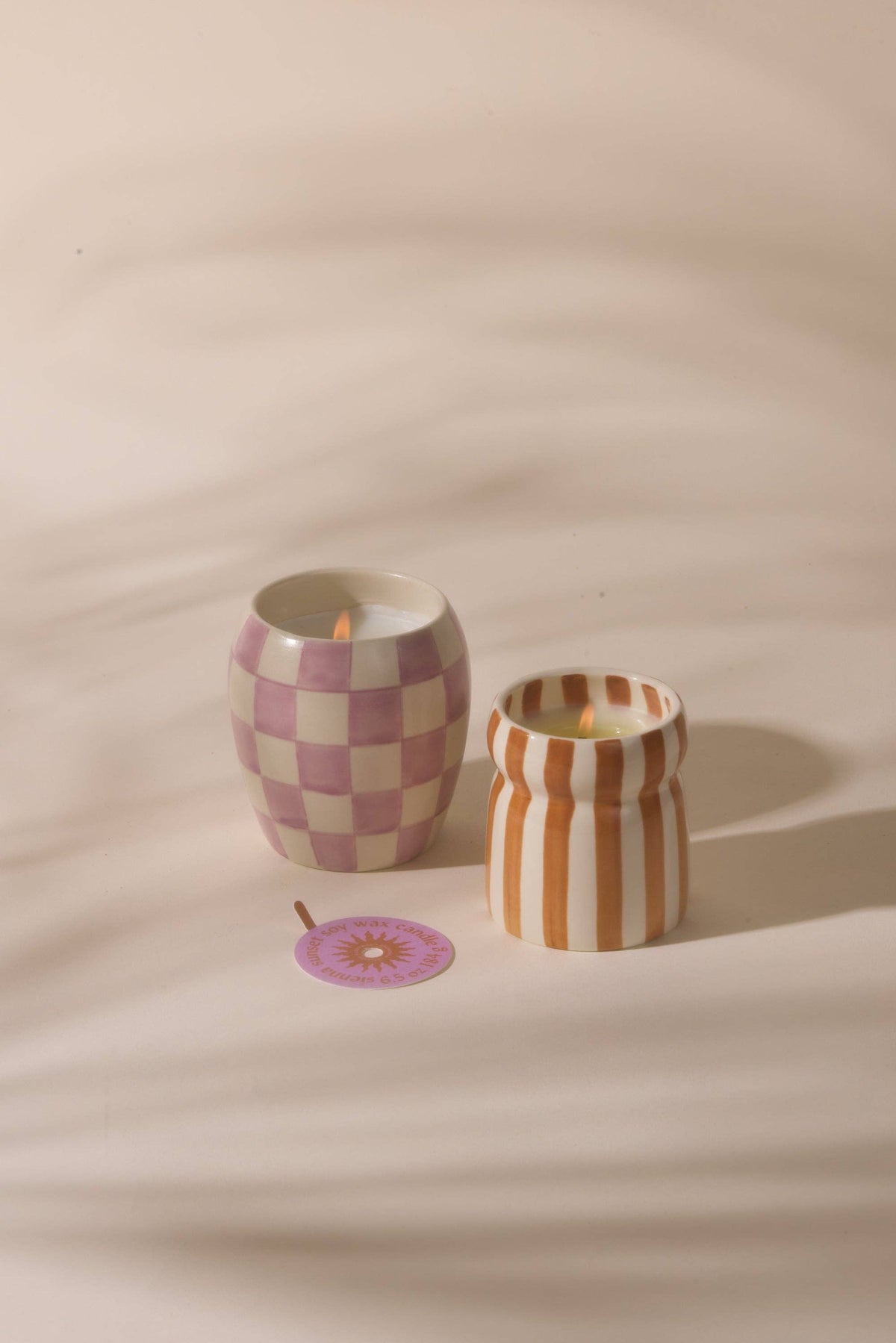 Cabana 6.5oz/184g Rust Striped Ceramic Candle - Sienna Sunset Boxed