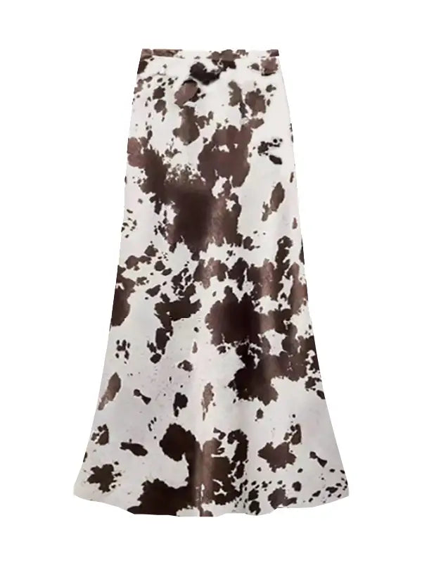 Satin Slip Skirt in Cowhide Print