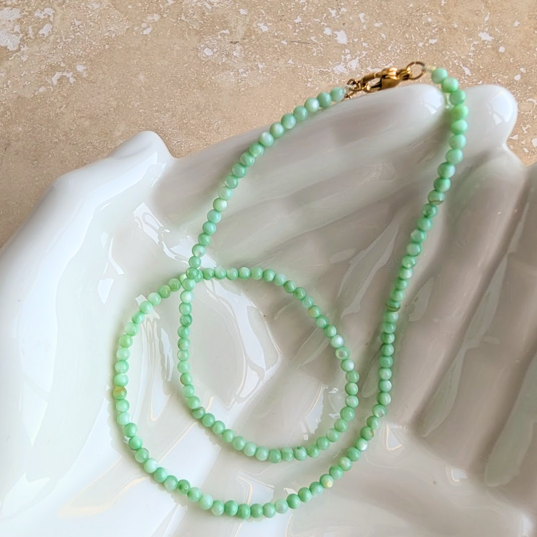 Everyday Mini Beaded Necklace: Raspberry
