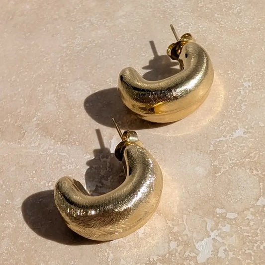Everyday Gold Midi Brushed Earrings