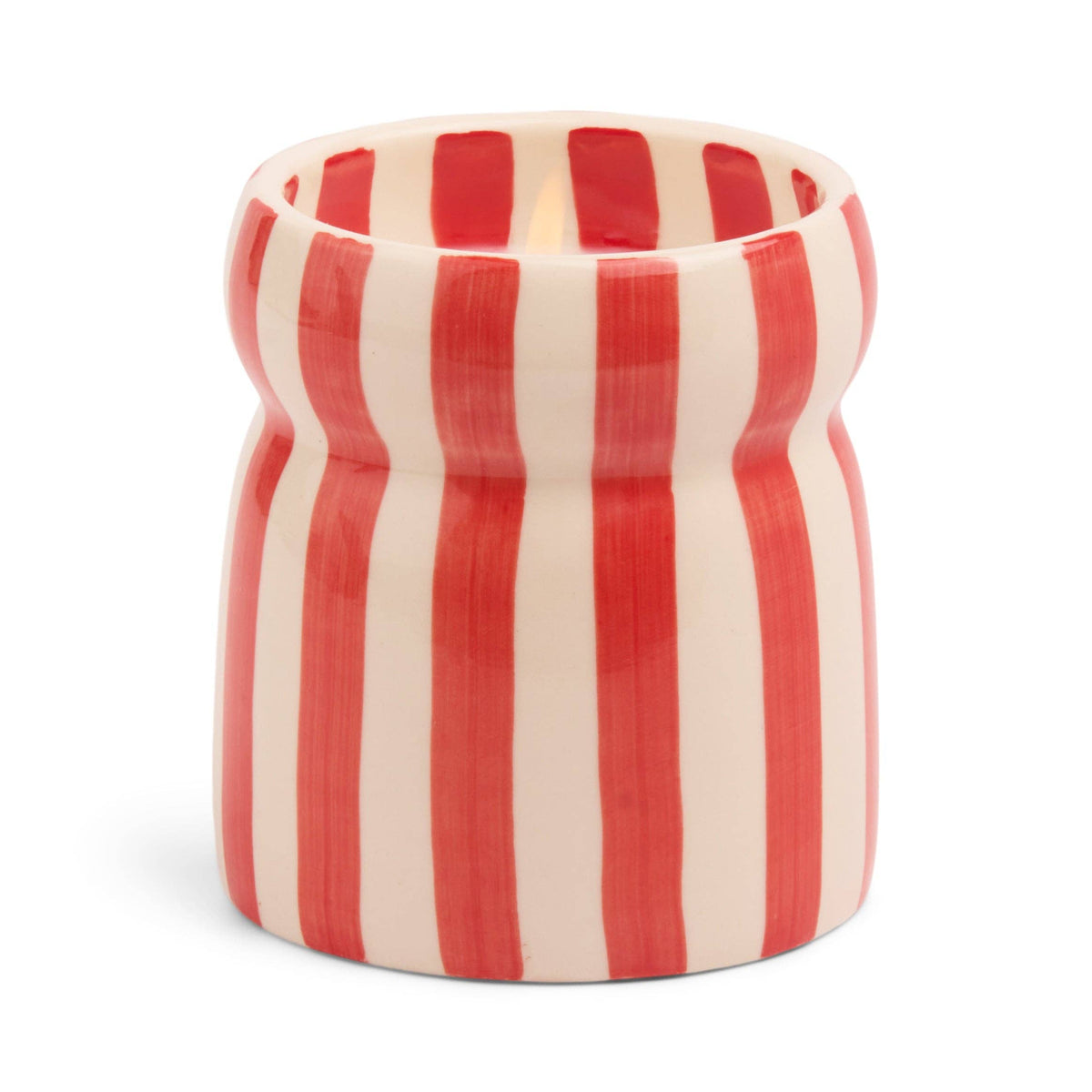 Cabana 6.5oz/184g Red Striped Ceramic Candle - Hibiscus Bay Boxed