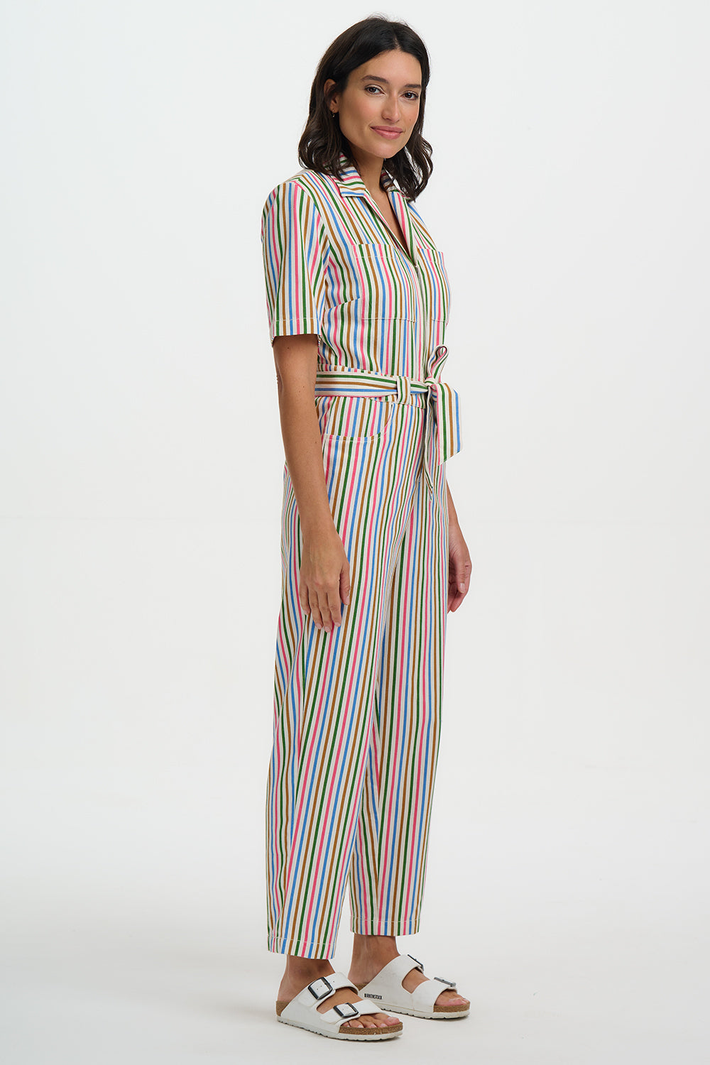 Meredith Boilersuit - Multi, Colourful Canvas Stripe