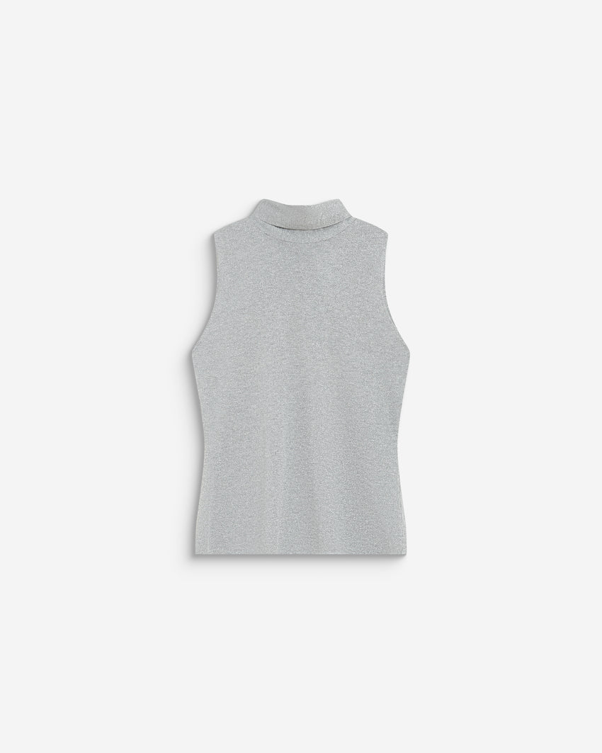 HIGH-NECK SLEEVELESS TOP SILVER BAILEY