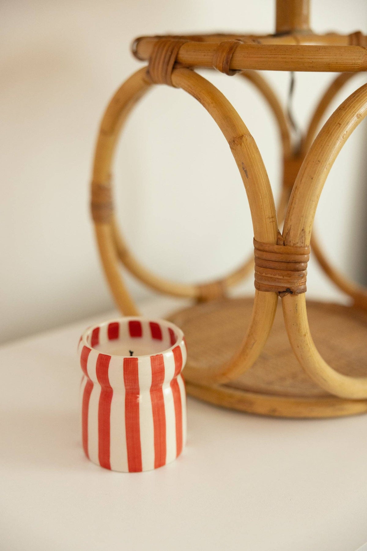 Cabana 6.5oz/184g Red Striped Ceramic Candle - Hibiscus Bay Boxed