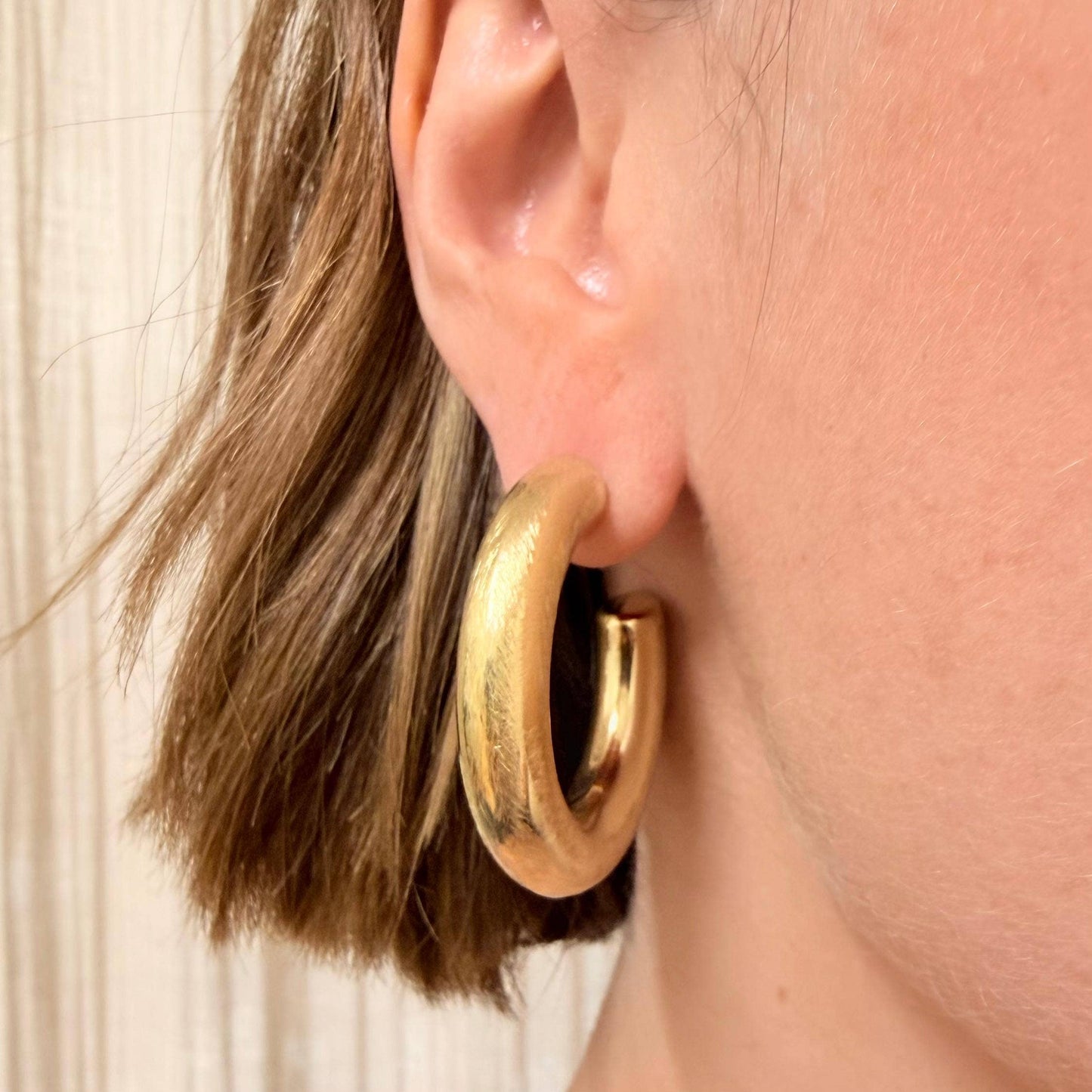 Everyday Large Gold Brushed Hoops