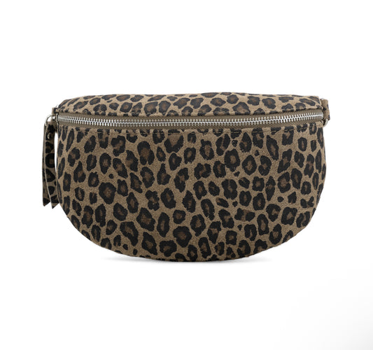 Suede Leather Medium Bum Bag Taupe