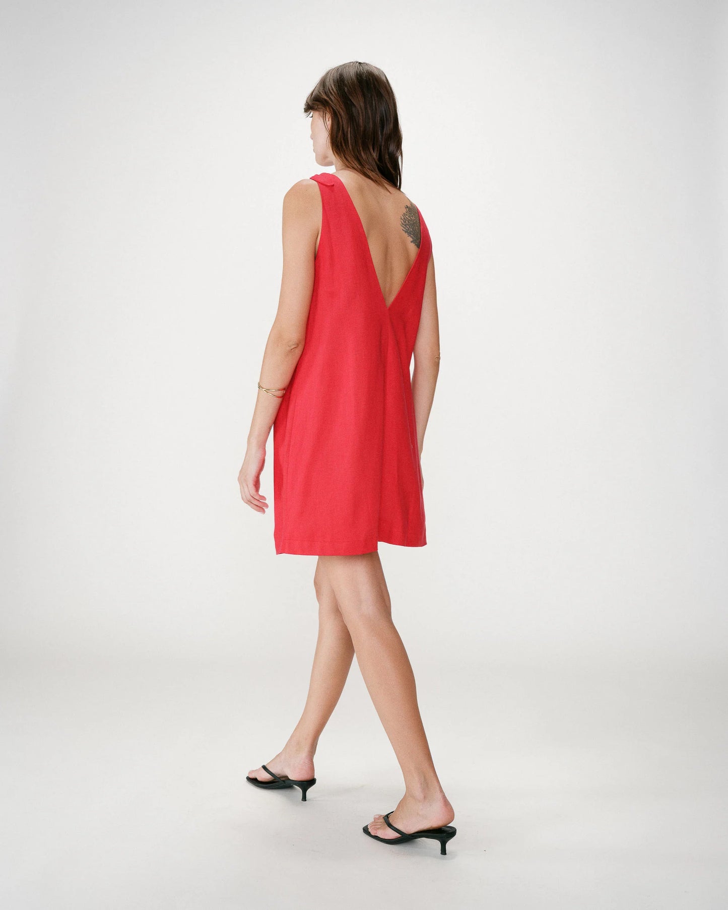 WYNETTE FLARED SHORT LINEN DRESS