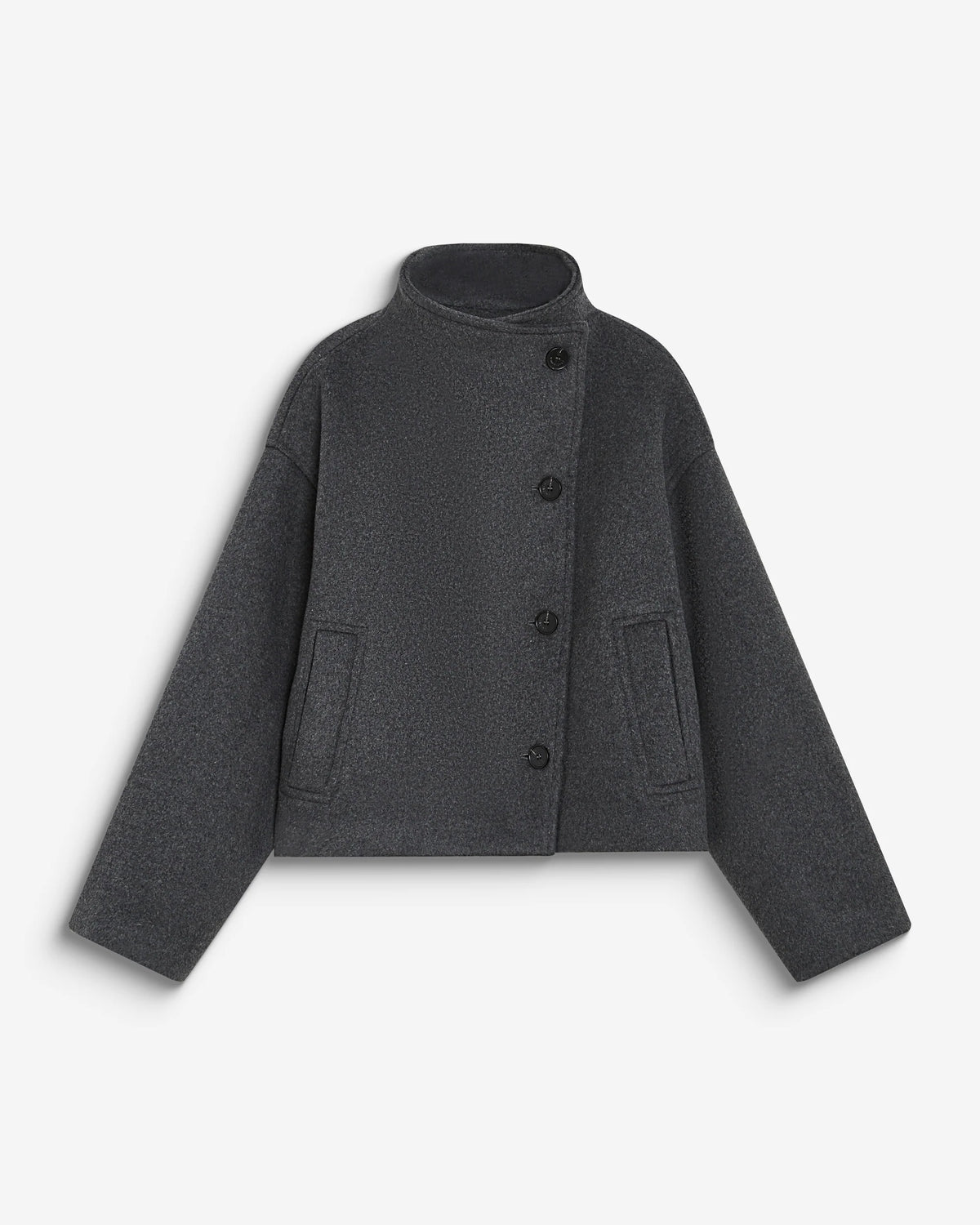 WOOL-BLEND SHORT COAT WITH HIGH COLLAR ANTHRACITE BLANCA