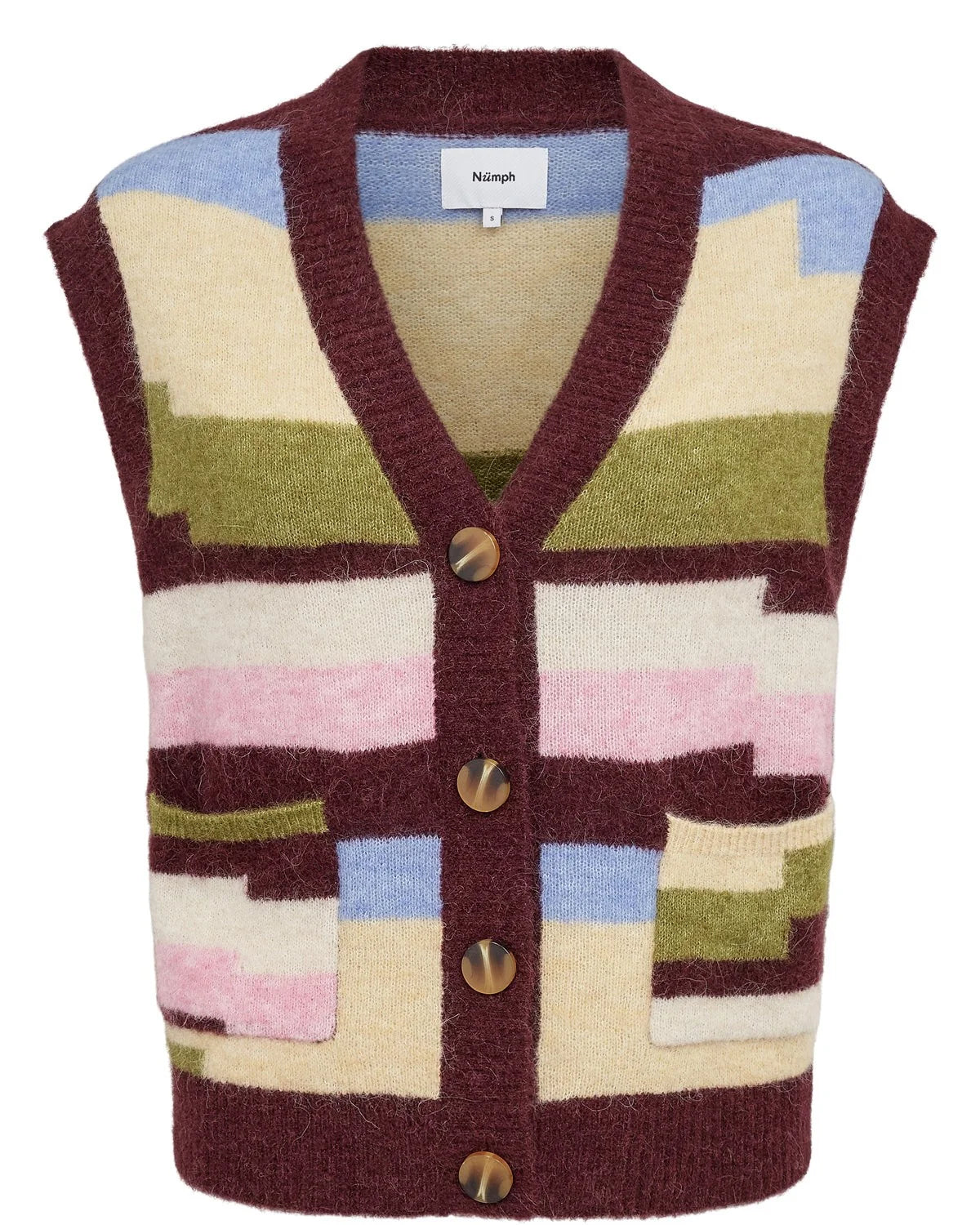 NURIETTE PIXEL STRIPE VEST - Fig