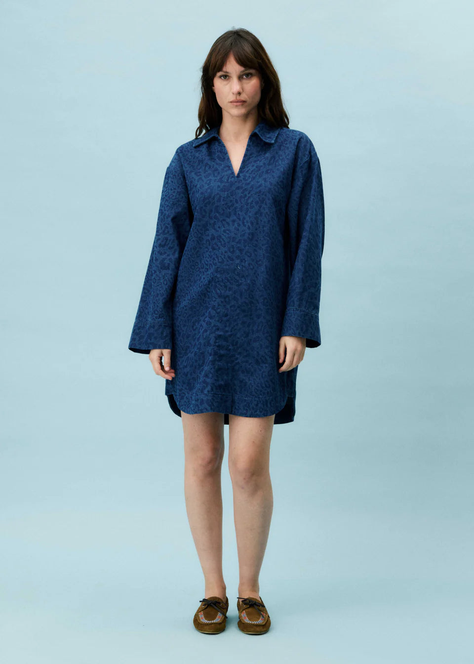 AGLOSSA DRESS, BLUE DENIM