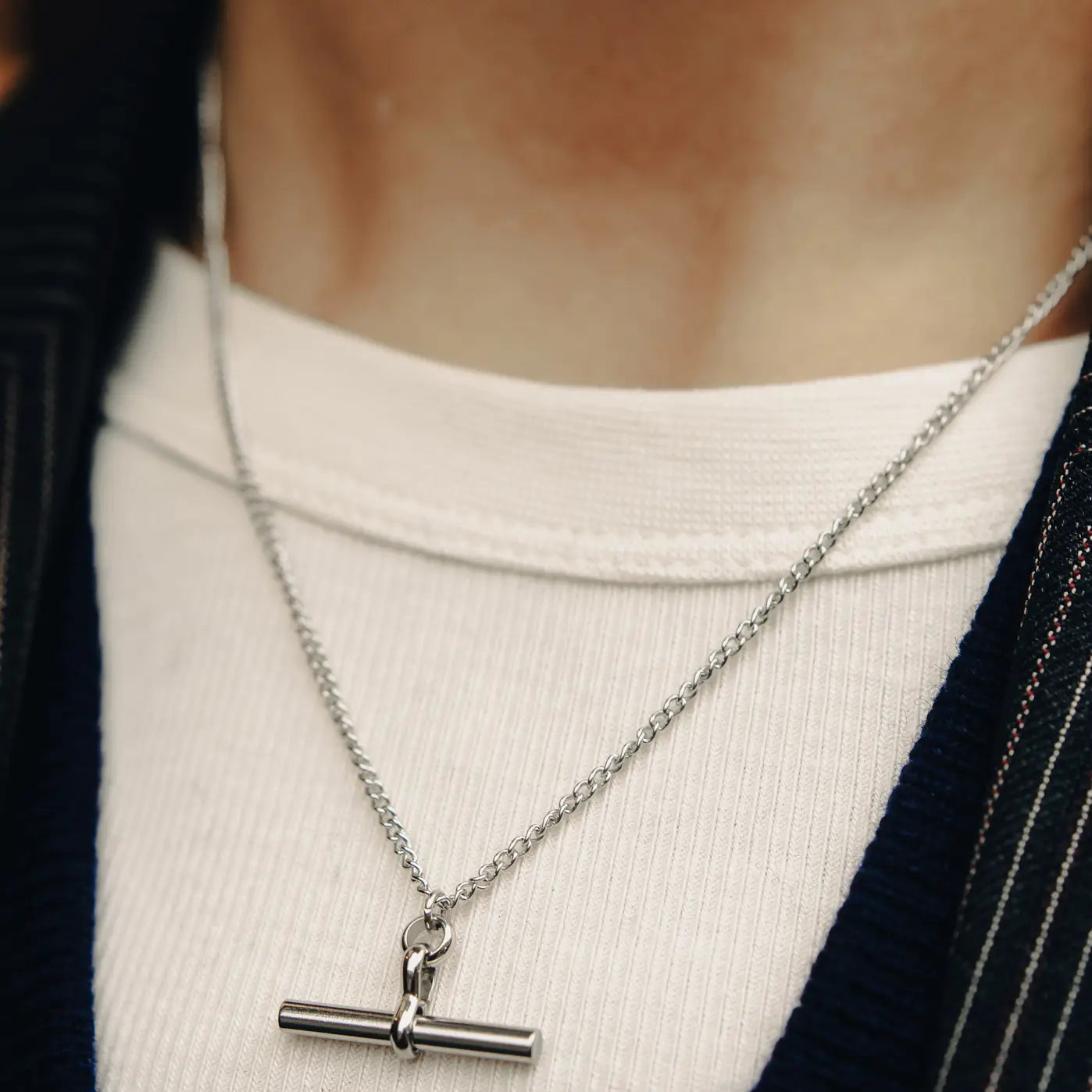 Silver T-Bar Chain Necklace