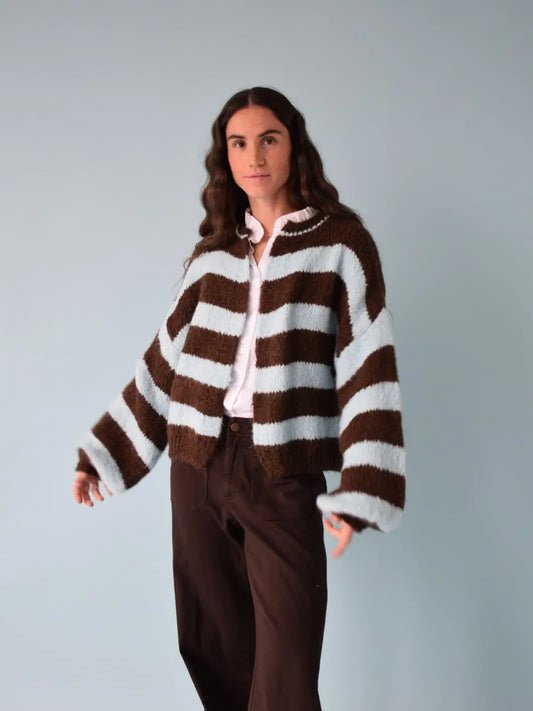 Aura Celeste and Brown Cardigan