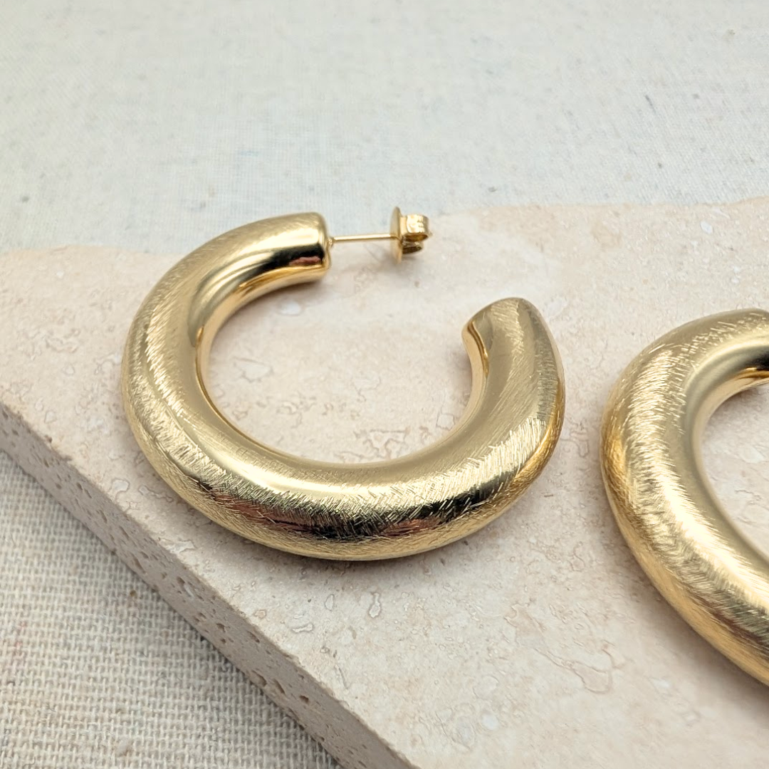 Everyday Large Gold Brushed Hoops