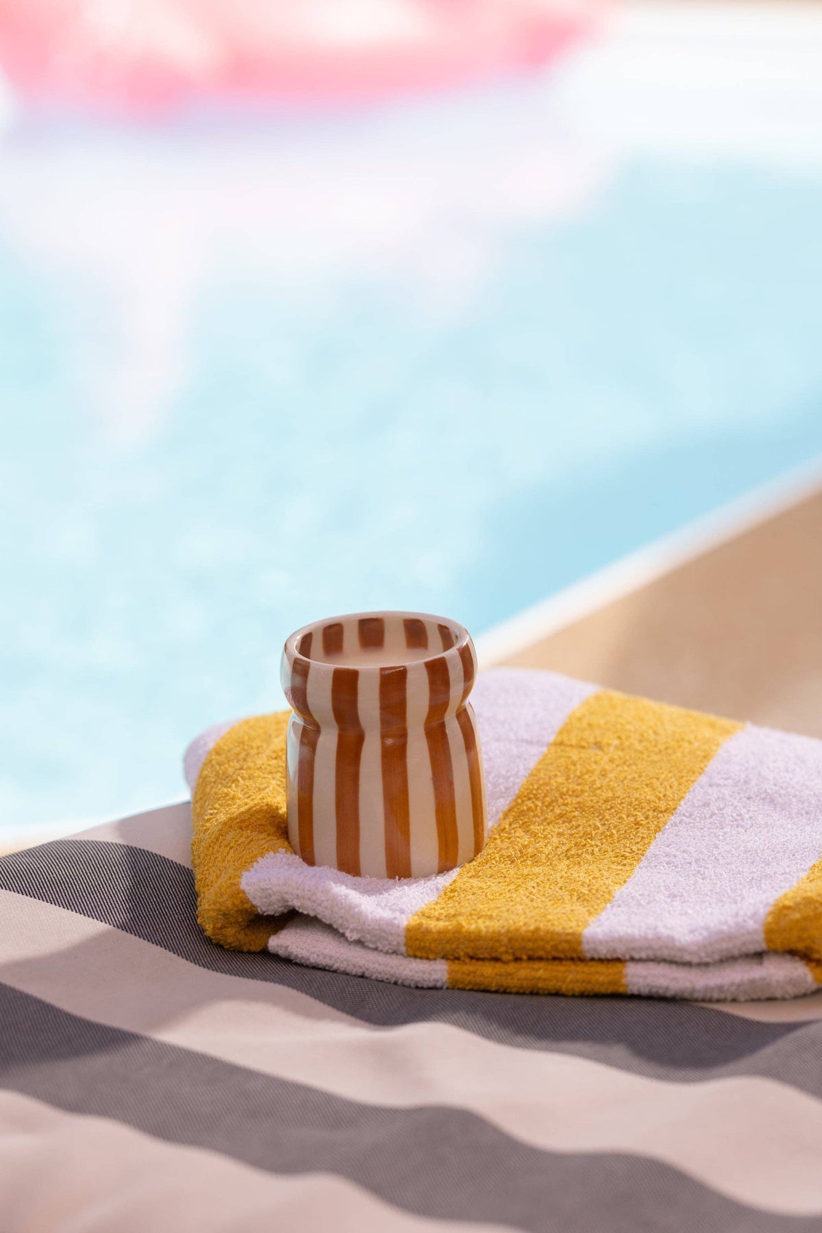 Cabana 6.5oz/184g Rust Striped Ceramic Candle - Sienna Sunset Boxed
