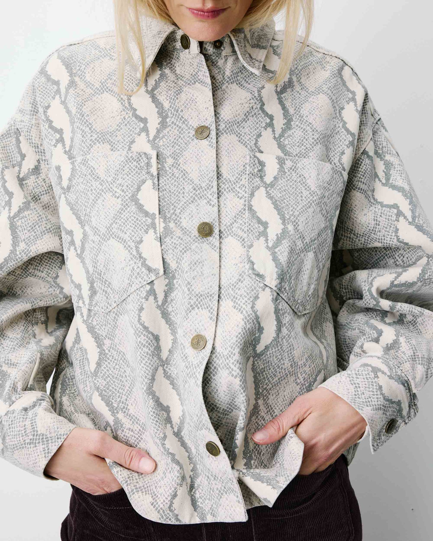 ADRIANA PRINTED DENIM SHIRT