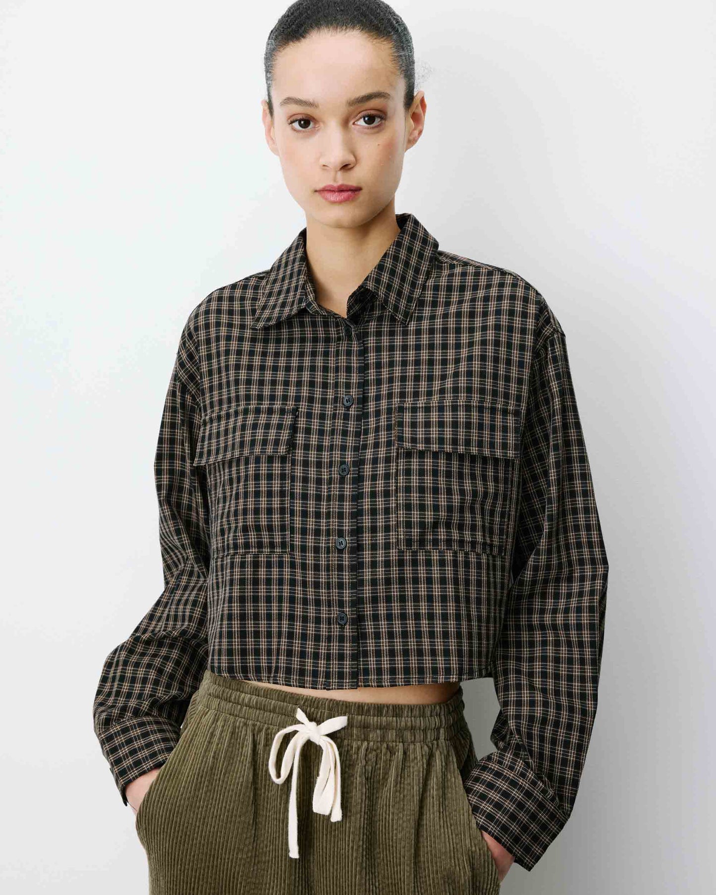 AZELLE BOXY CROPPED SHIRT