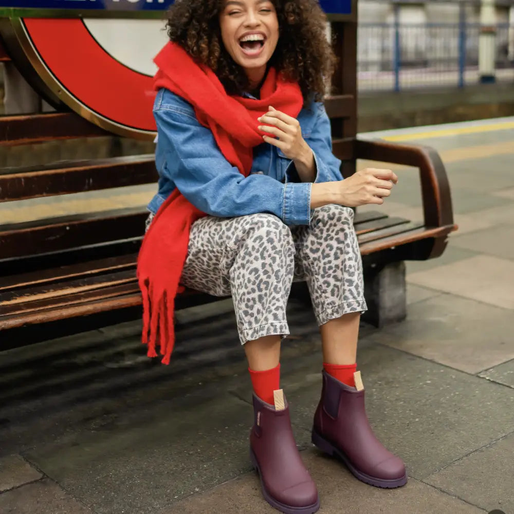 Bobbi Ankle Wellies Dark Cherry