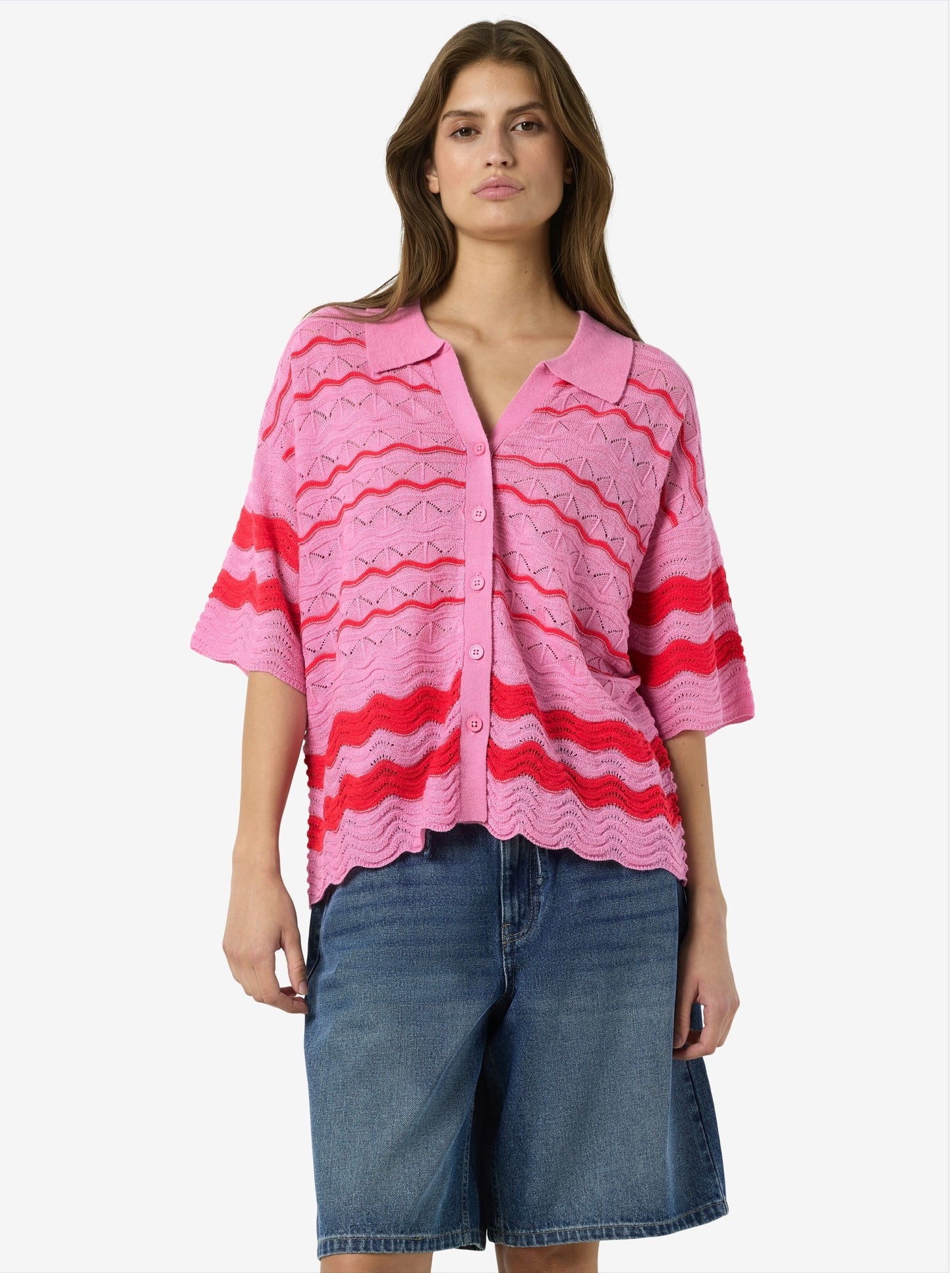 NMSADIE S/S POLO KNIT CARDIGAN