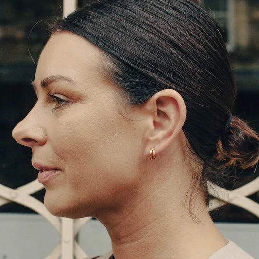 Gold Double Layer Huggie Hoop Earrings