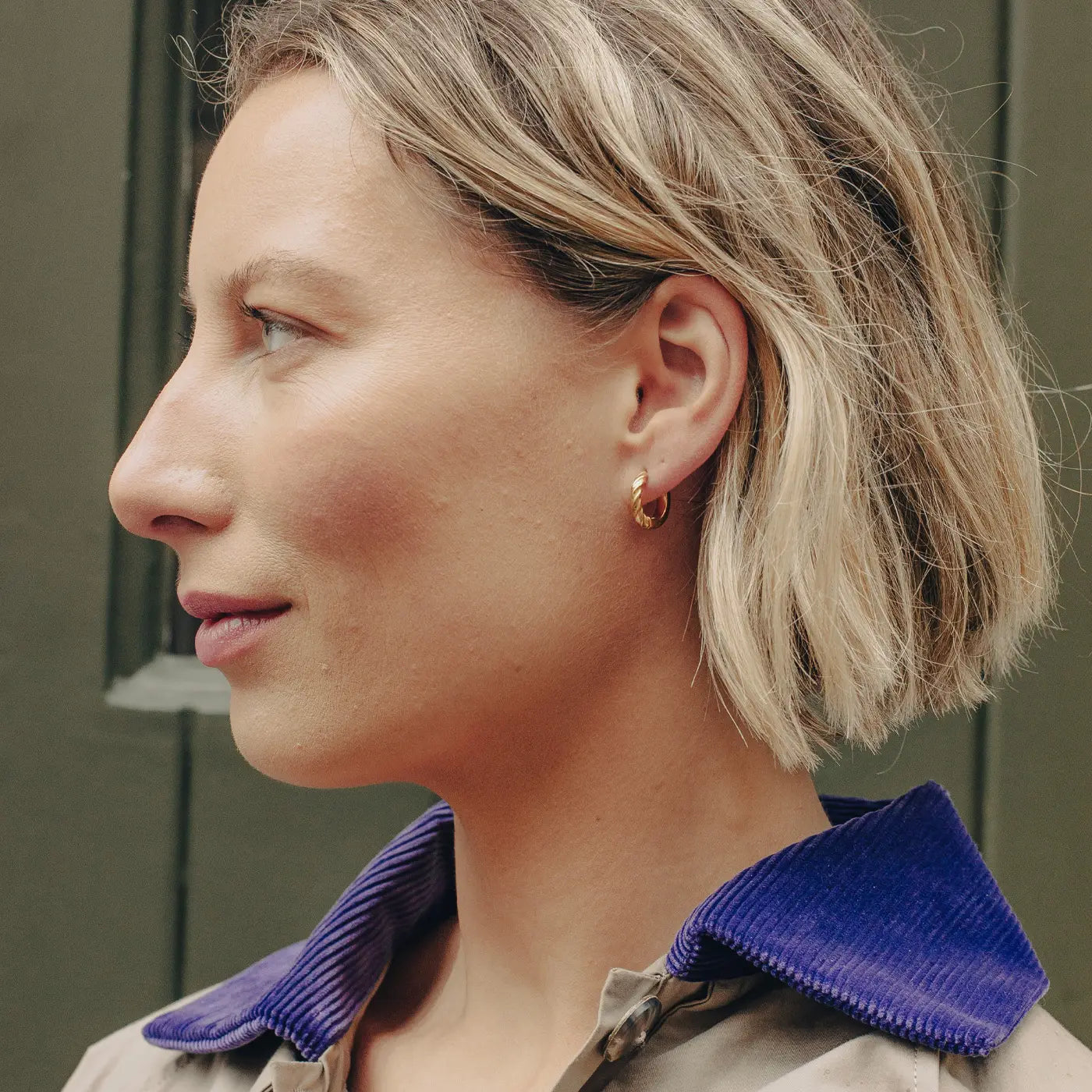 Gold Mini Twist Leverback Huggie Hoop Earrings