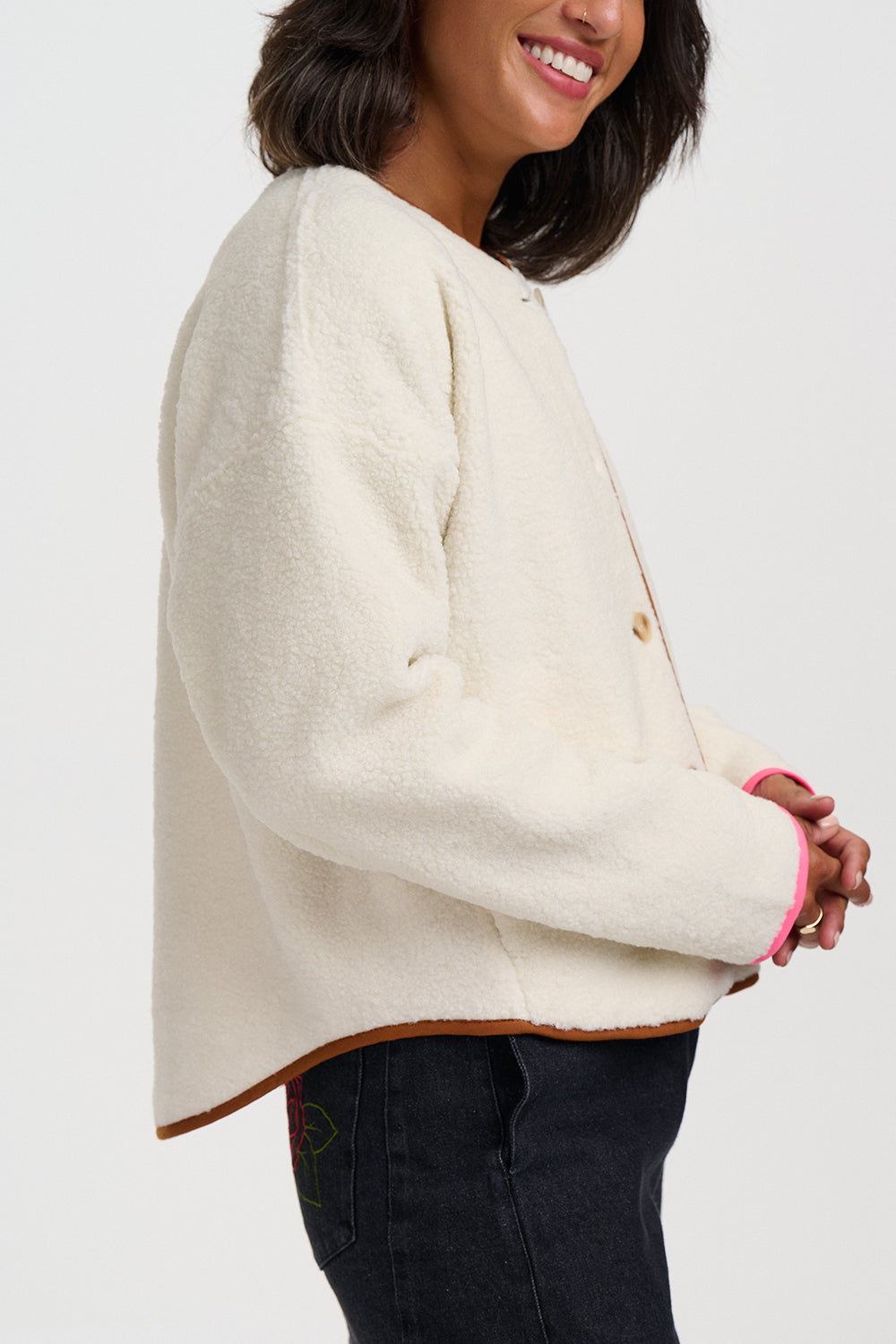 Alana Button Fleece - Off White