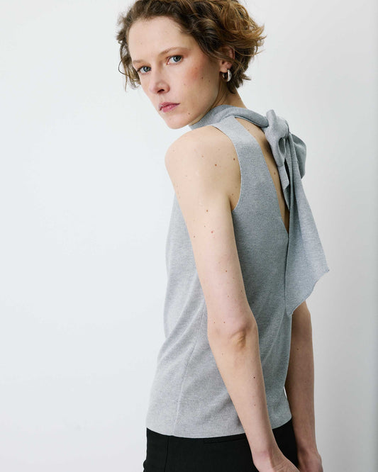 HIGH-NECK SLEEVELESS TOP SILVER BAILEY