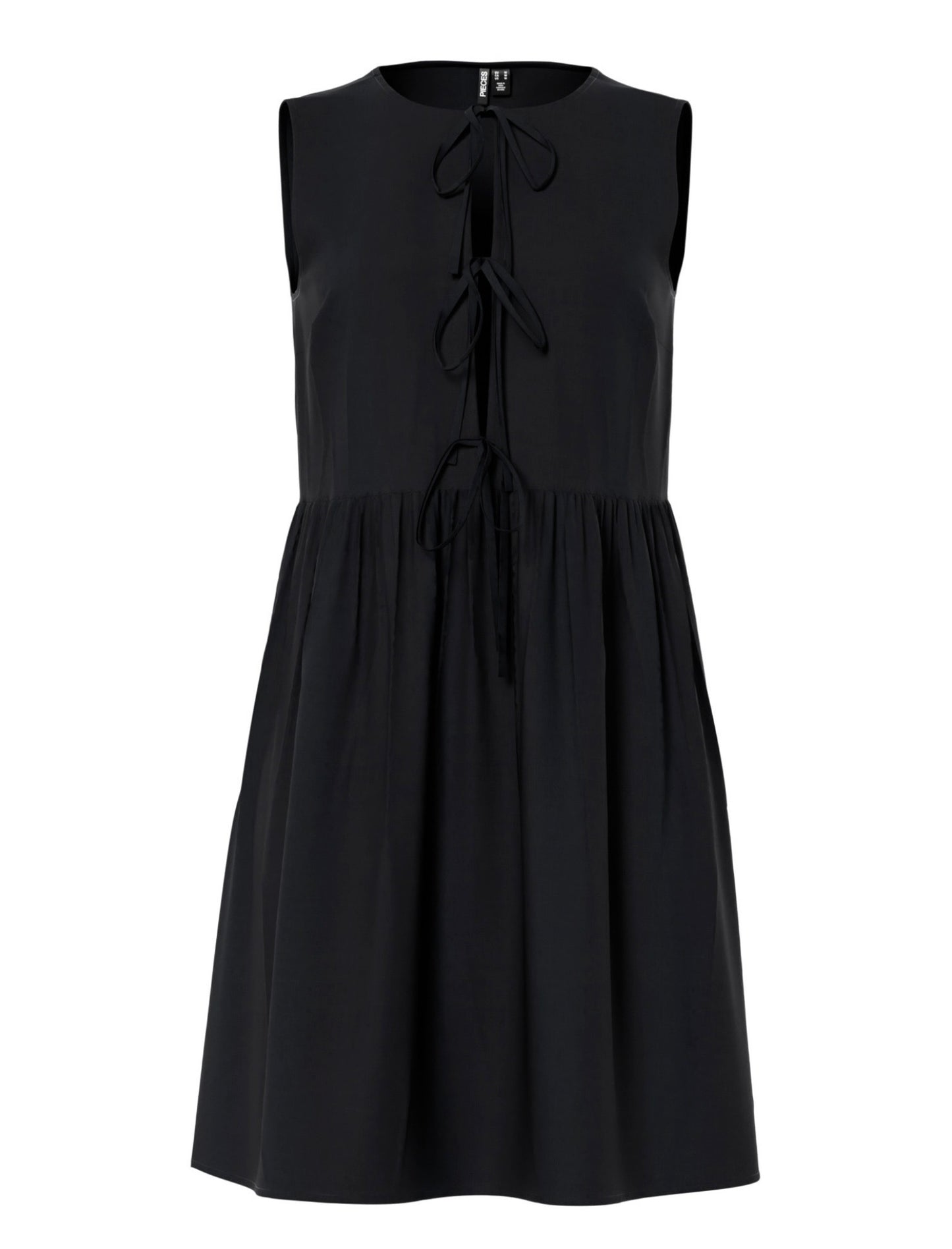 PCJOLLY TIE SHORT DRESS BLCK