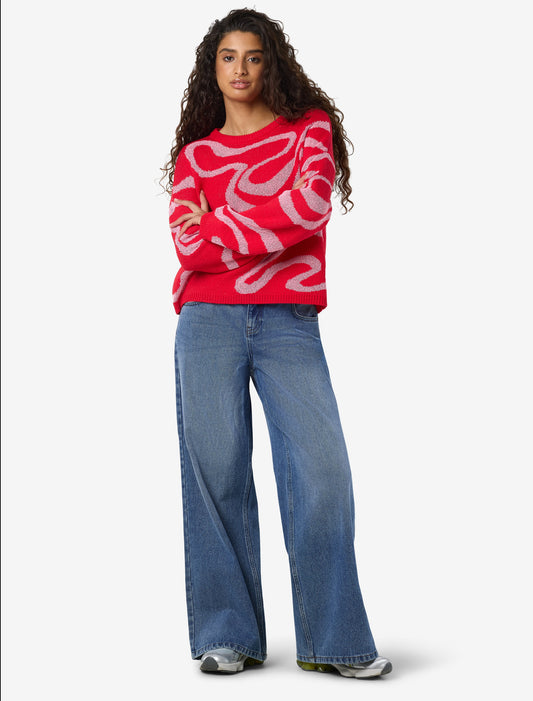 NMKOURTNEY O-NECK SWIRL KNIT FWD DD