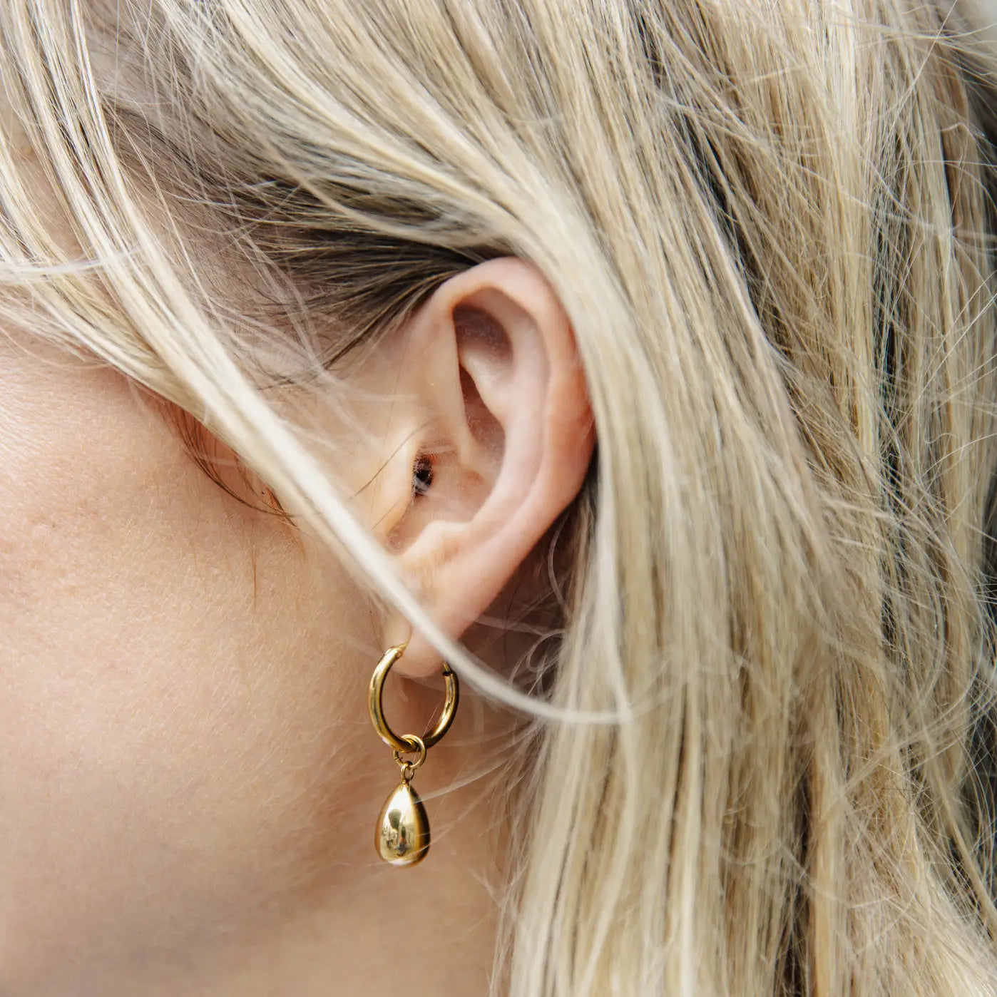 Gold Drop Hoop Earrings