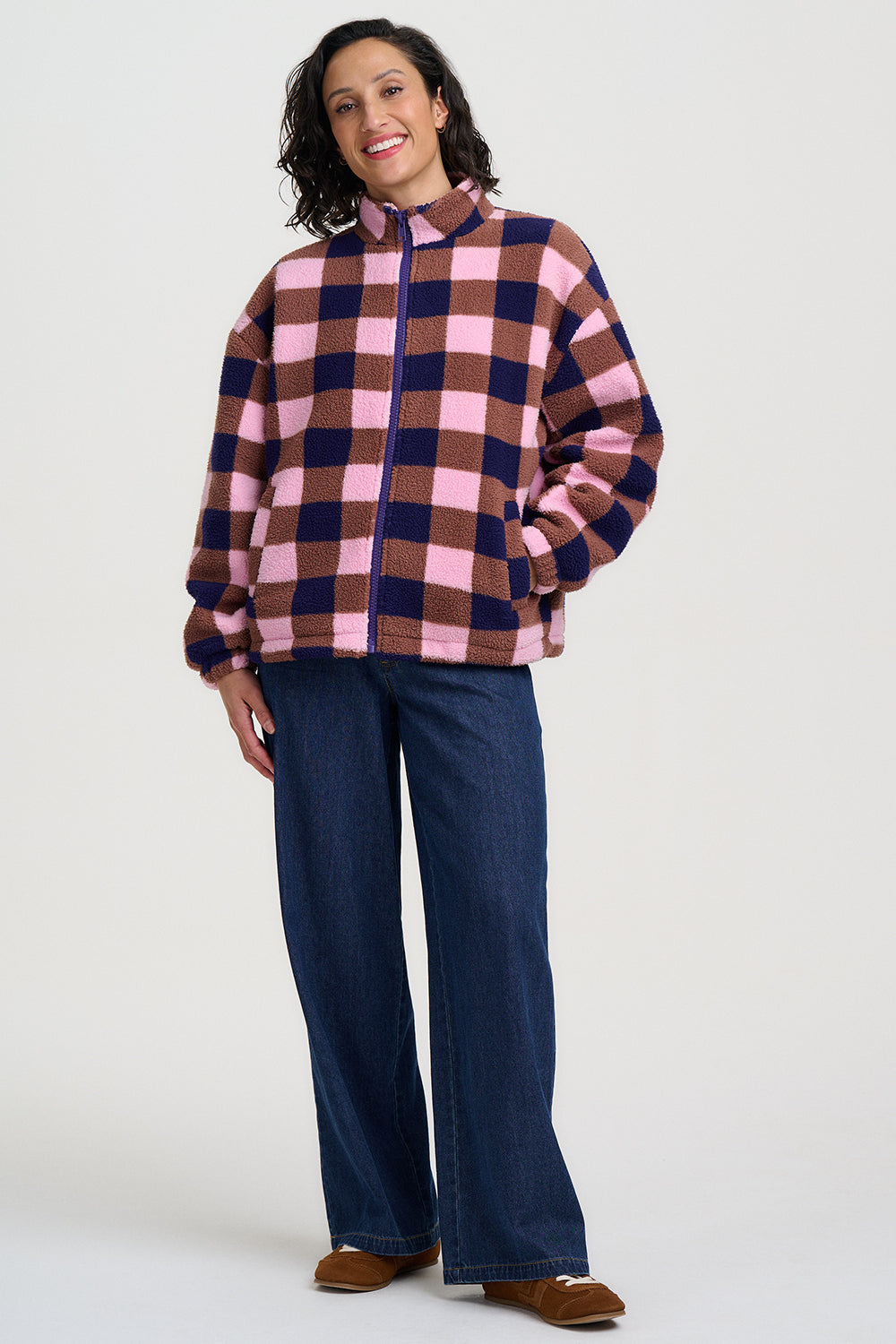 Hartley Zip Up Fleece - Navy / Pink