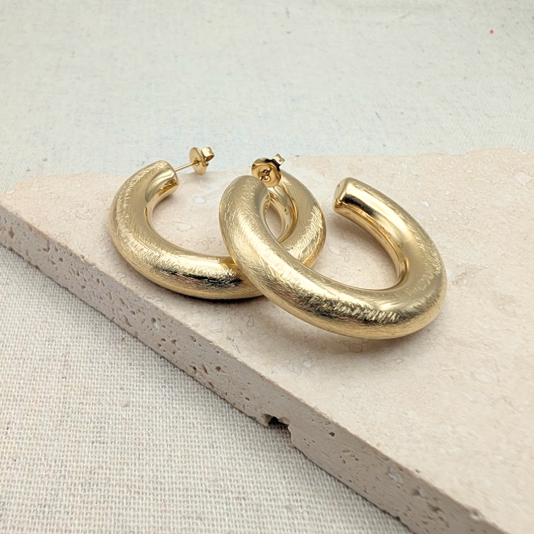 Everyday Large Gold Brushed Hoops