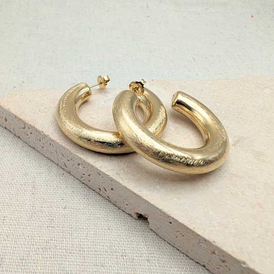 Everyday Large Gold Brushed Hoops