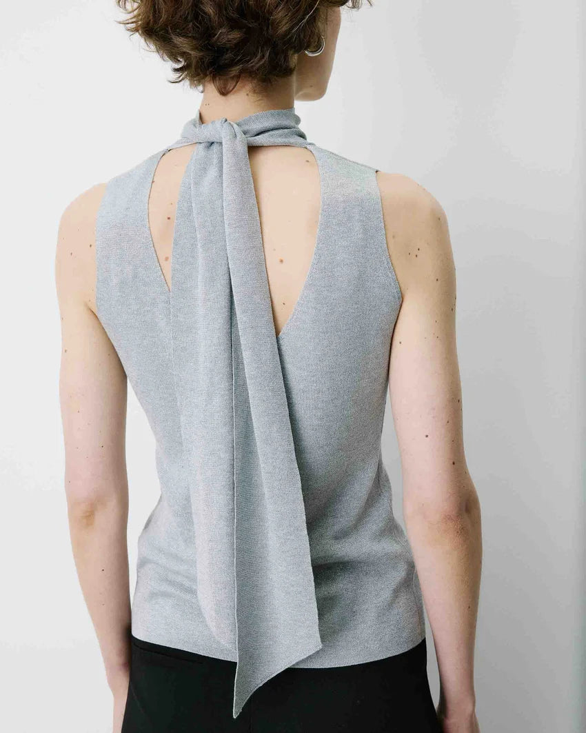 HIGH-NECK SLEEVELESS TOP SILVER BAILEY
