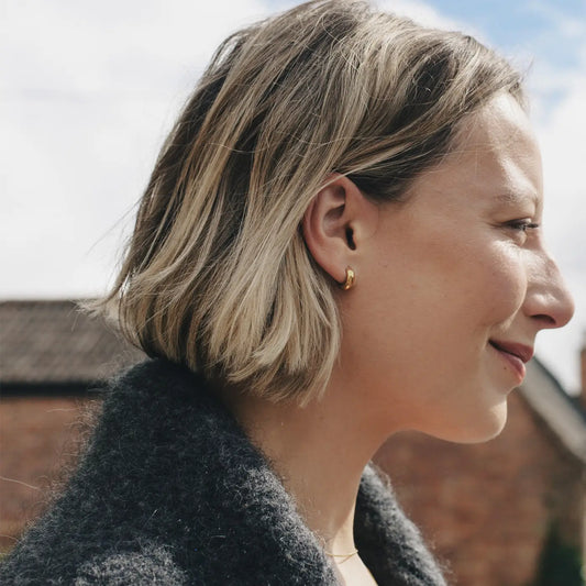 Gold Small Leverback Bold Hoop Earrings